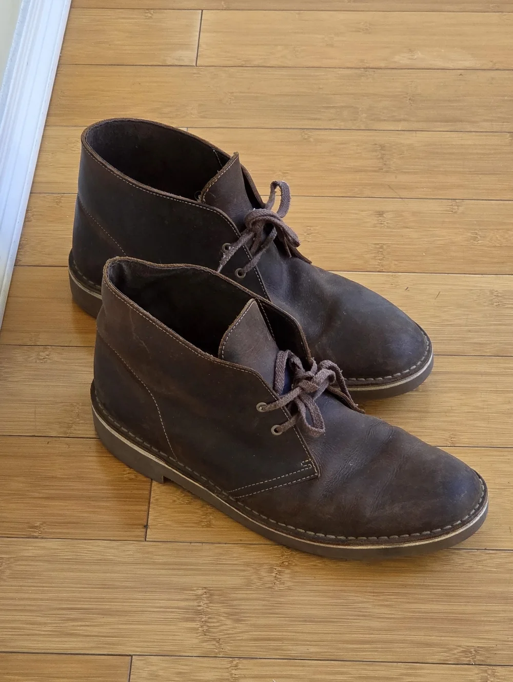 Clarks Bushacre 2 Beeswax Brown Leather Boots 10.5 Chukka Boot